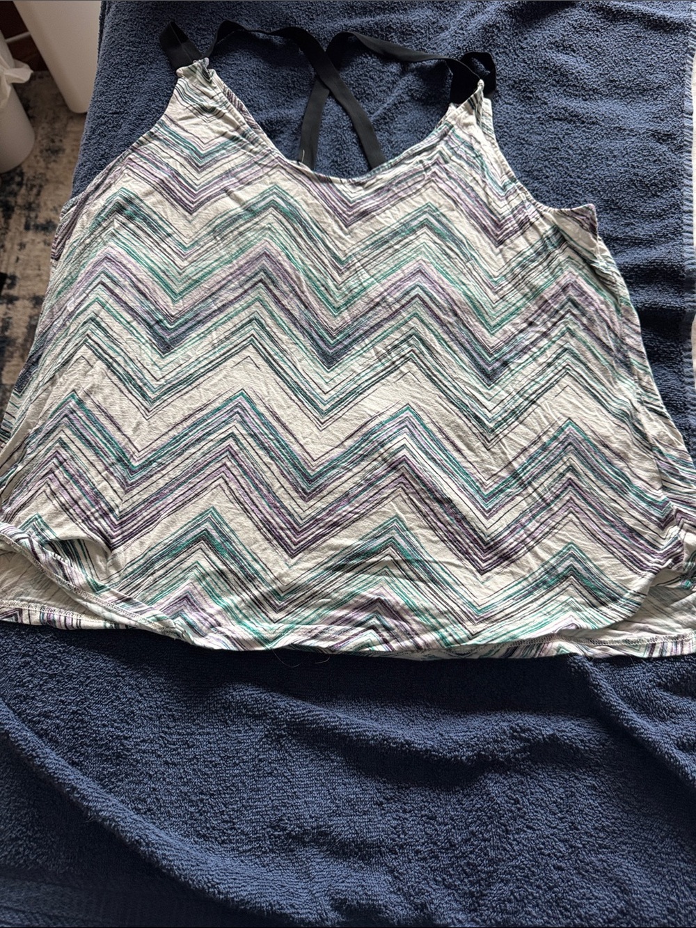 Maurices Chevron Stripe Tank Top in White, Teal & Purple